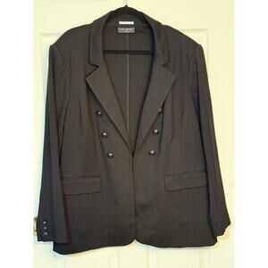 Lane Bryant The Bryant Blazer Woman’s Black Business Front Hook Close Size 28